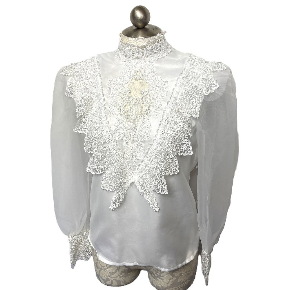 Scott McClintock Victorian Style 80’s White Blouse Vintage